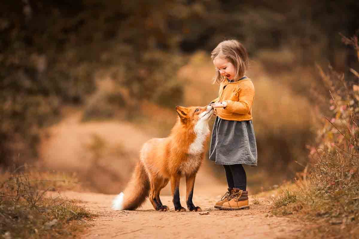 Kleines Mädchen mit Fuchs